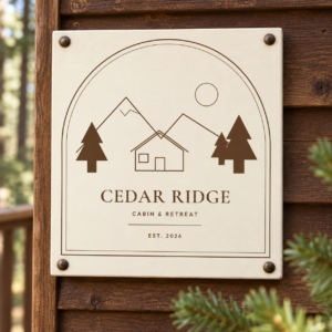 Cedar Ridge Cabin Sign SVG Template — Lifestyle mockup - digital file only